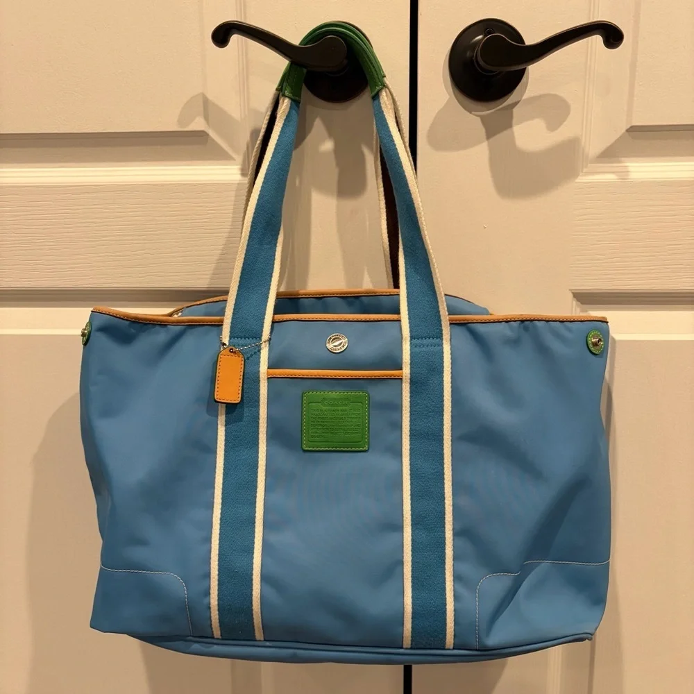 Coach Blue & Green Tote Bag